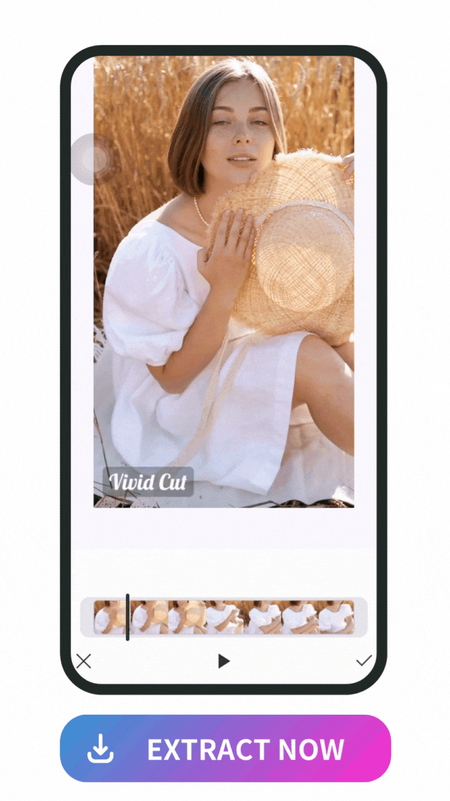 demonstration of using Vivid Glam's Edit as Photo feature to extract a frame from a girl's video